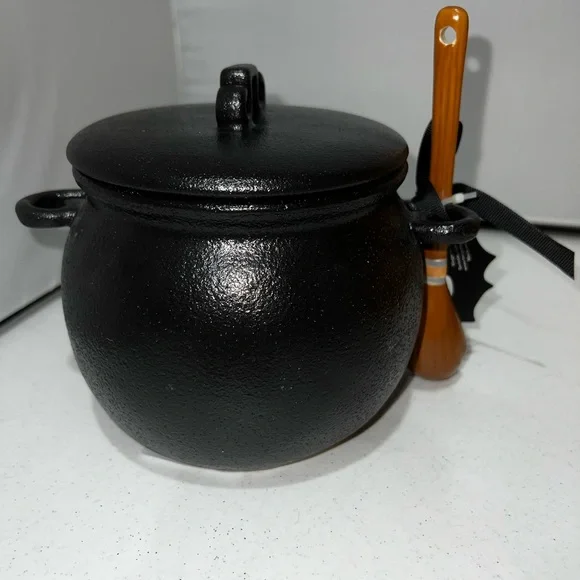 Rae Dunn Beware Halloween Potion Sugar Bowl Broom Spoon Canister Cauldron - Picture 7 of 10